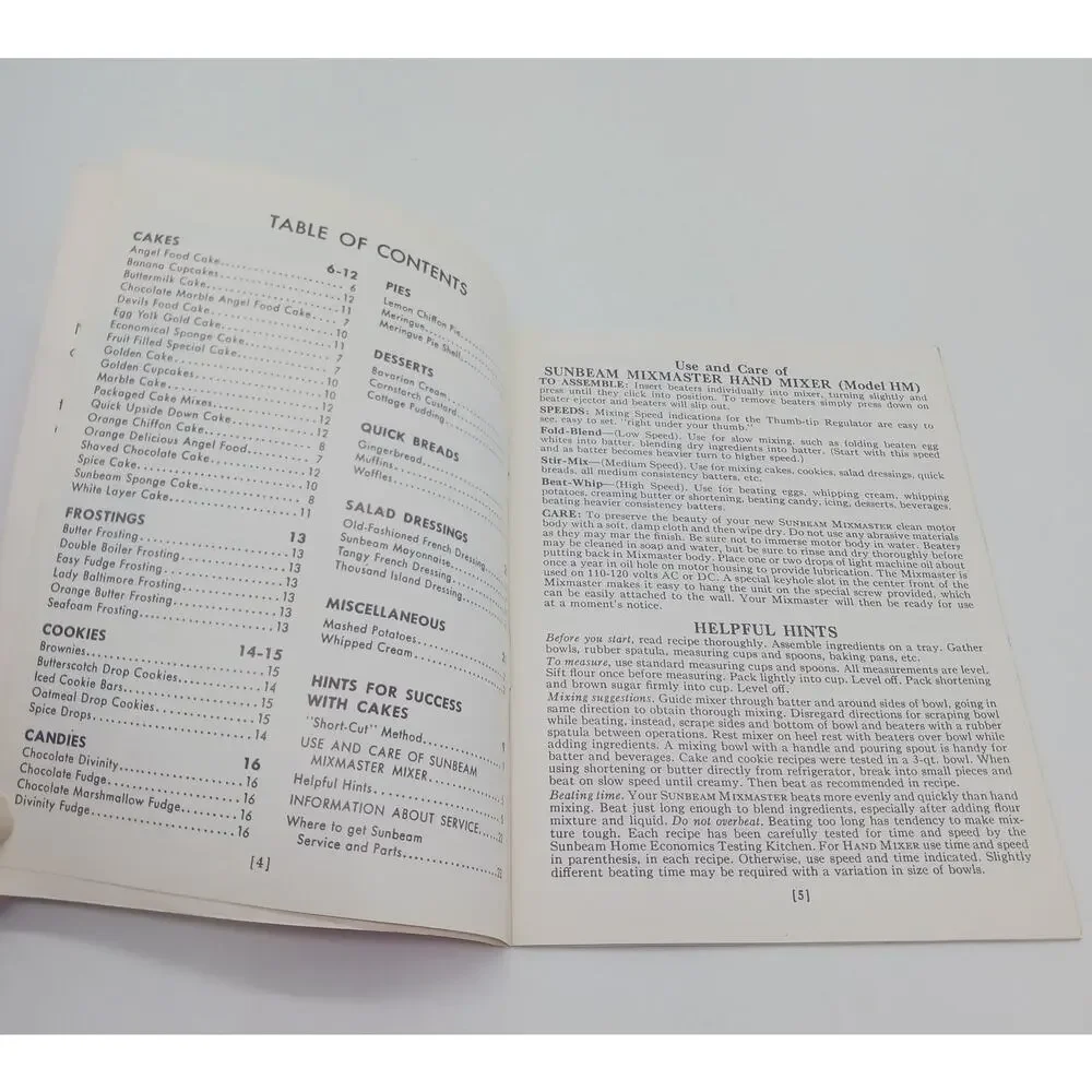 Your New Sunbeam Mixmaster Hand Mixer Recipe & Instruction Book Manual Vintage